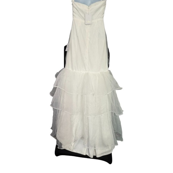 Lulus White Strapless Mermaid Wedding/Formal Dress Tiered Ruffle Gown Small NWT - Picture 10 of 15